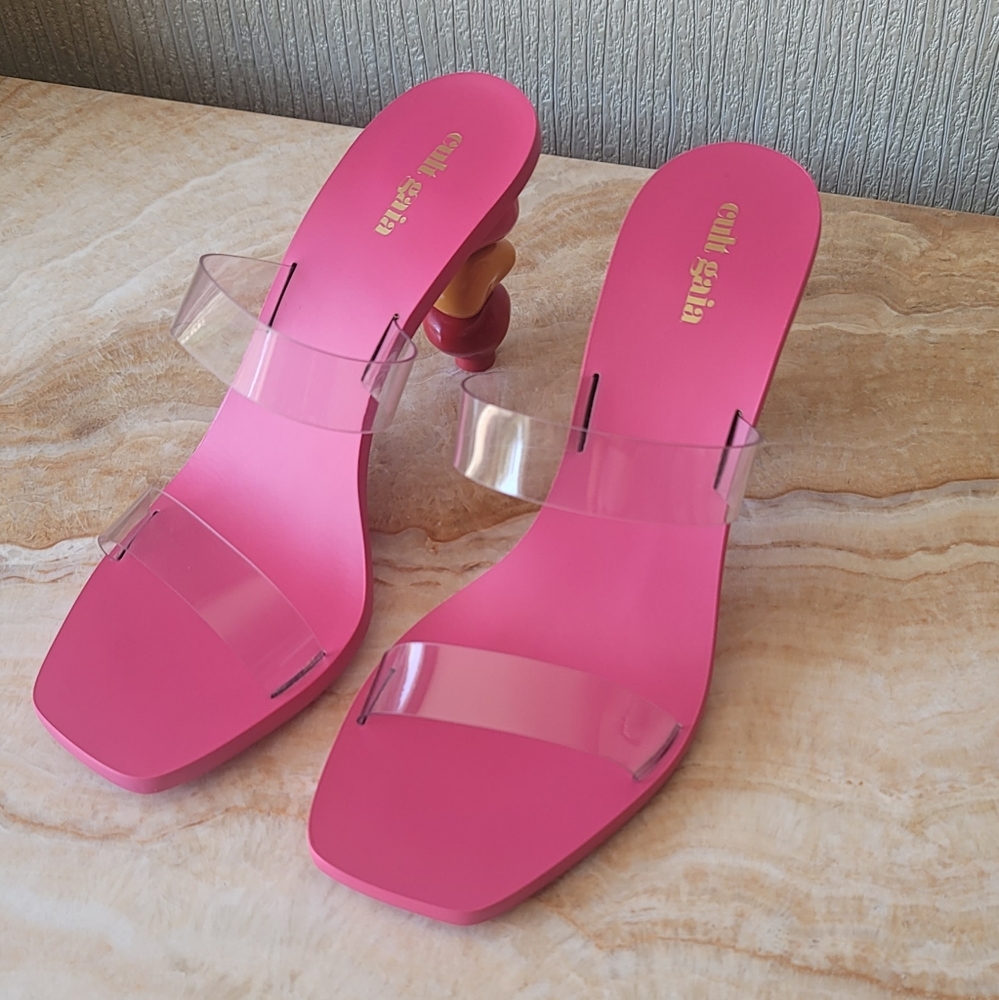 Cult Gaia Meta Stone Heel Sandals in Qajar Rose Multi MSRP $428 - Picture 15 of 15